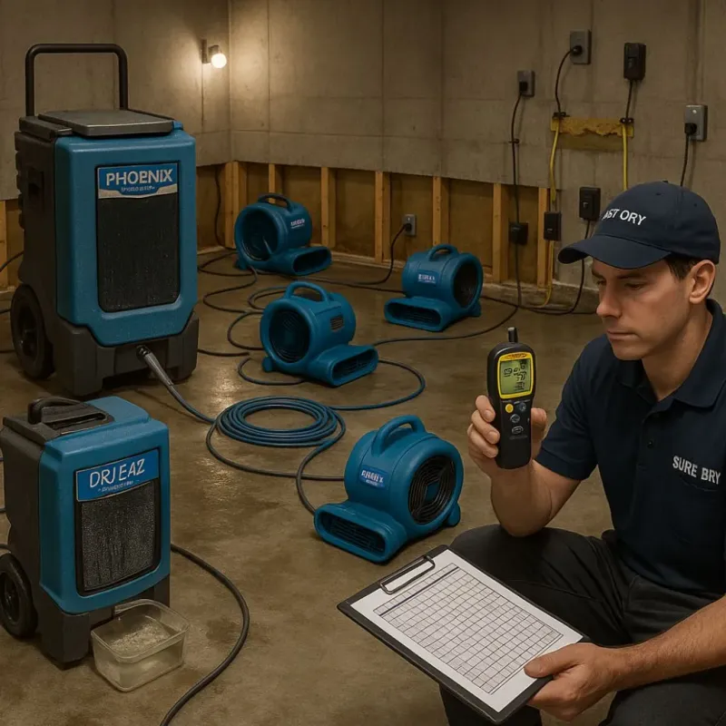 Structural Drying and Dehumidification process in Oquirrh, UT